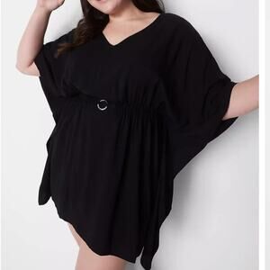 Lane Bryant black Woven Dolman Cover-Up
